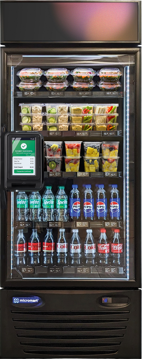 VendIQ smart vending machine stocked with fresh food and drinks